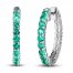 Lab-Created Emerald & White Lab-Created Sapphire Reversible Hoop Earrings Sterling Silver