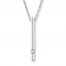 Diamond Bar Necklace 10K White Gold