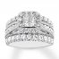 Diamond Engagement Ring 2 ct tw Princess/Round 14K White Gold