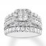 Diamond Engagement Ring 2 ct tw Princess/Round 14K White Gold