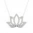 By Women For Women Diamond Lotus Necklace 1/4 ct tw Round-cut 10K White Gold 18"