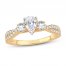 Diamond Engagement Ring Pear/Round 1 ct tw 14K Yellow Gold