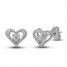 Diamond Heart Earrings 1/10 ct tw Round-cut 10K White Gold