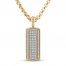 Men's Diamond Dog Tag 3/4 ct tw 14K Yellow Gold Plated Stainless Steel 22"