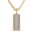 Men's Diamond Dog Tag 3/4 ct tw 14K Yellow Gold Plated Stainless Steel 22"