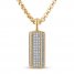 Men's Diamond Dog Tag 3/4 ct tw 14K Yellow Gold Plated Stainless Steel 22"