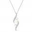 Cultured Pearl Necklace 1/8 ct tw Diamonds 10K White Gold