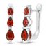 Lab-Created Ruby Three-Stone Hoop Earrings Sterling Silver