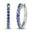 Blue & White Lab-Created Sapphire Reversible Hoop Earrings Sterling Silver