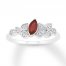 Garnet & Diamond Ring Sterling Silver