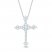 Aquamarine/Lab-Created Sapphire Cross Necklace Sterling Silver