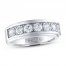 Men's Leo Diamond Wedding Band 1-1/2 ct tw Round-cut 14K White Gold