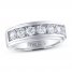 Men's Leo Diamond Wedding Band 1-1/2 ct tw Round-cut 14K White Gold