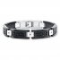 Men's Bracelet 1/10 ct tw Diamonds Sterling Silver/Leather