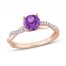 Amethyst Engagement Ring 1/6 ct tw Diamonds 14K Rose Gold