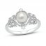 Cultured Pearl & White Lab-Created Sapphire Ring Sterling Silver