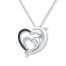 Dolphin & Heart 1/8 ct tw Diamonds Sterling Silver Necklace