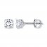 Solitaire Earrings 1 ct tw Diamonds 14K White Gold