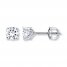 Solitaire Earrings 1 ct tw Diamonds 14K White Gold