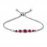 Lab-Created Ruby Bolo Bracelet Sterling Silver