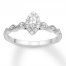 Diamond Engagement Ring 1/3 ct tw Marquise/Round 10K White Gold