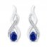 Lab-Created Sapphire 1/20 cttw Diamonds 10K White Gold Earrings