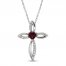 Lab-Created Ruby & White Lab-Created Sapphire Cross Necklace Sterling Silver 18"