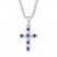Blue/White Lab-Created Sapphire Cross Necklace Sterling Silver