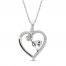 White Lab-Created Sapphire Heart Necklace Sterling Silver 18"