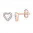 Diamond Heart Earrings 1/10 ct tw Round-cut 10K Rose Gold