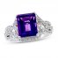 Amethyst & White Lab-Created Sapphire Ring Sterling Silver