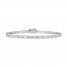 White Lab-Created Sapphire Line Bracelet Sterling Silver 7.25"