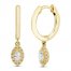Diamond Dangle Huggie Hoop Earrings 1/4 ct tw Marquise & Round-cut 10K Yellow Gold