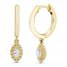 Diamond Dangle Huggie Hoop Earrings 1/4 ct tw Marquise & Round-cut 10K Yellow Gold