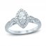 Diamond Engagement Ring 5/8 ct tw Marquise/Round 14K White Gold