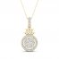 By Women For Women Diamond Lotus Necklace 1/3 ct tw Round-cut 10K Yellow Gold 18"