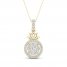 By Women For Women Diamond Lotus Necklace 1/3 ct tw Round-cut 10K Yellow Gold 18"