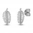 Diamond Leaf Stud Earrings 3/8 ct tw Round & Baguette 10K White Gold