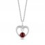 Hallmark Diamonds Garnet Heart Necklace 1/10 ct tw Round-Cut Sterling Silver 18"