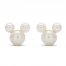 Children's Mickey Mouse Lab-Created Pearl Earrings 14K Yellow Gold