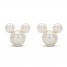 Children's Mickey Mouse Lab-Created Pearl Earrings 14K Yellow Gold