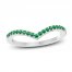 Lab-Created Emerald Chevron Ring Sterling Silver