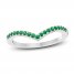 Lab-Created Emerald Chevron Ring Sterling Silver
