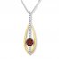 Garnet & Topaz Necklace Sterling Silver/10K Yellow Gold