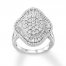 Diamond Ring 5/8 ct tw Round/Baguette 10K White Gold
