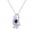 Penguin Necklace Lab-Created Sapphires Sterling Silver
