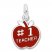 #1 Teacher Apple Charm Red Enamel Sterling Silver