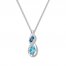 Blue Topaz & Lab-Created Sapphire Necklace Sterling Silver