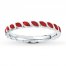Stackable Ring Red Enamel Sterling Silver