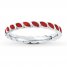 Stackable Ring Red Enamel Sterling Silver